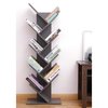Basicwise Wooden 9-Shelf Tree Magazine CD Storage Bookcase, Gray QI003457.G